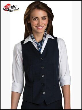 Washable Button-Front Vest with V-Neck and Adjustable Belt